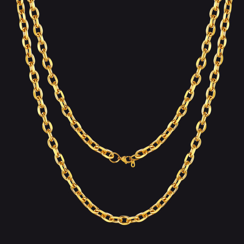 Classic Rolo Cable Link Chain Necklace Stainless Steel Chain for
