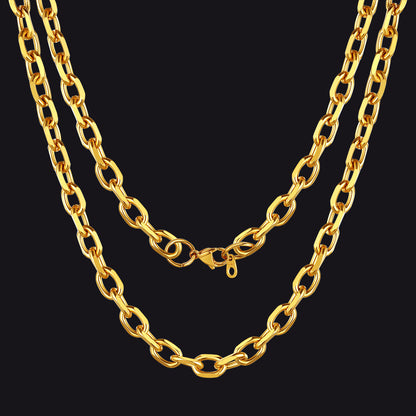 Classic Rolo Cable Link Chain Necklace Stainless Steel Chain for