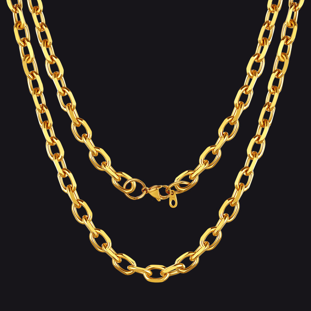 Classic Rolo Cable Link Chain Necklace Stainless Steel Chain for