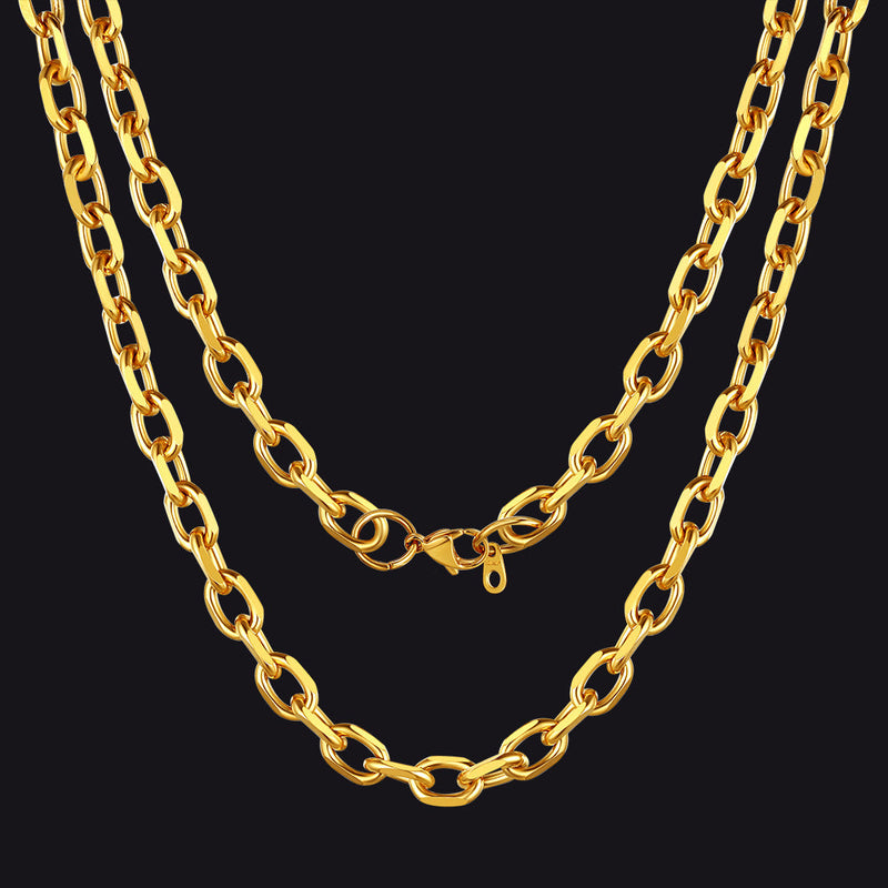 Classic Rolo Cable Link Chain Necklace Stainless Steel Chain for