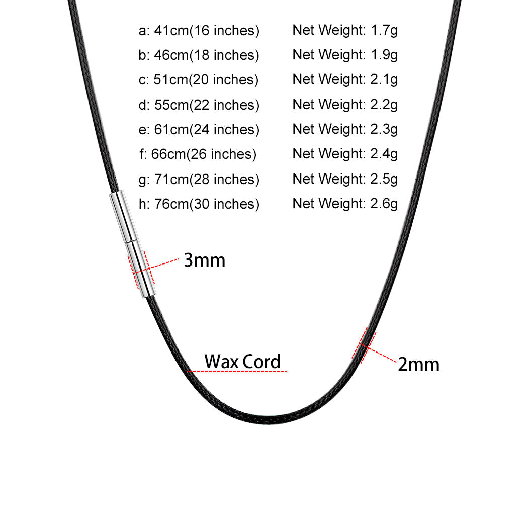 2mm Wide Wax Rope Braided Leather Necklaces Chain for Diy Pendant