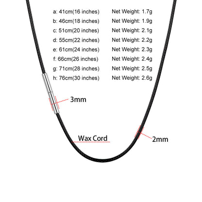 2mm Wide Wax Rope Braided Leather Necklaces Chain for Diy Pendant