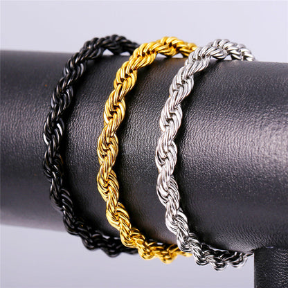 3mm/6mm Link Rope Chain Bracelet for