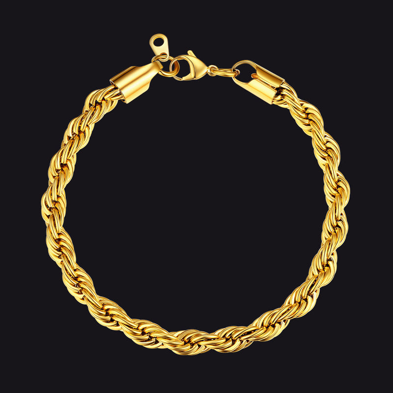 3mm/6mm Link Rope Chain Bracelet for