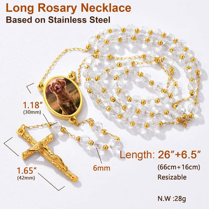 Personalized Photo Rosary Beads Cross Necklace With Picture for