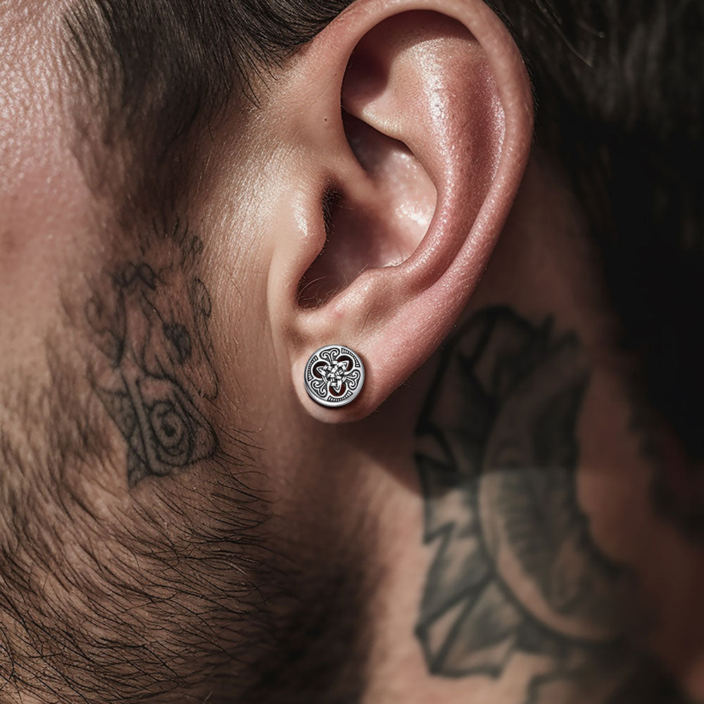 Round Irish Celtic Knot Stud Earrings for
