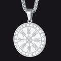 Viking Norse Runes Compass Necklace Amulet Pendant for