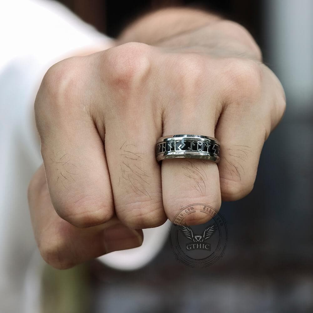 Runic Circle Stainless Steel Viking Ring
