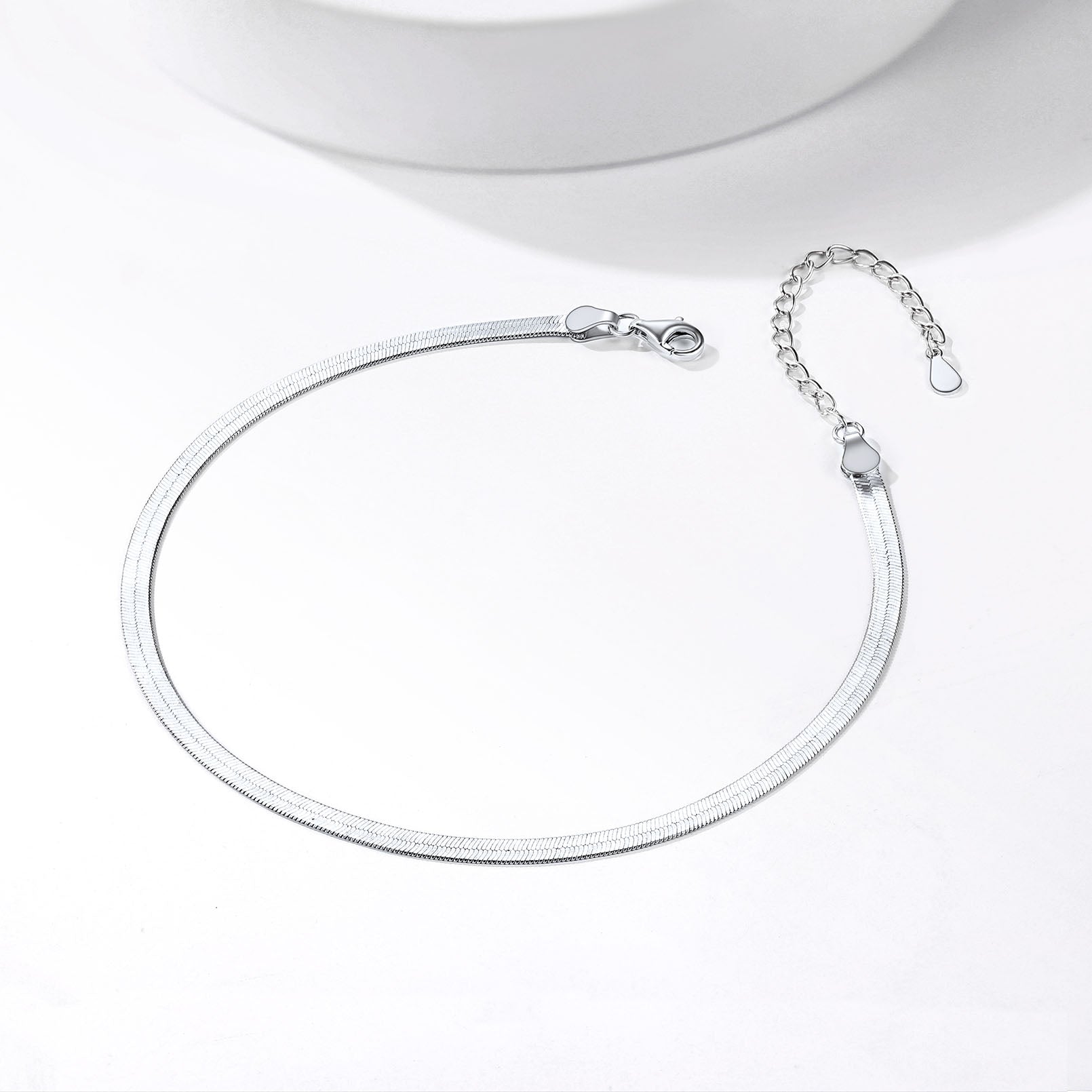Sterling Silver Flat Snake Chain Anklet Bracelet for