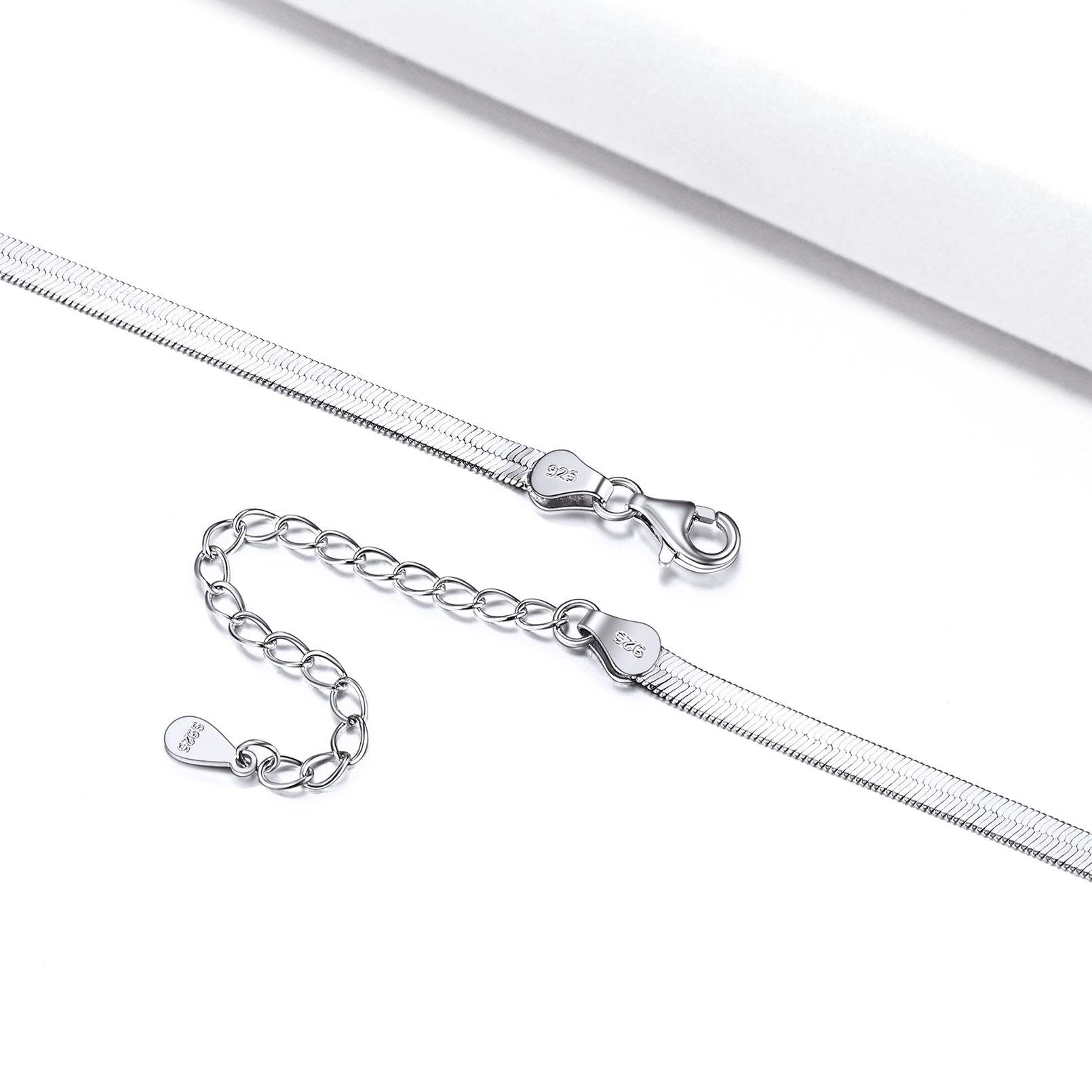 Sterling Silver Flat Snake Chain Anklet Bracelet for