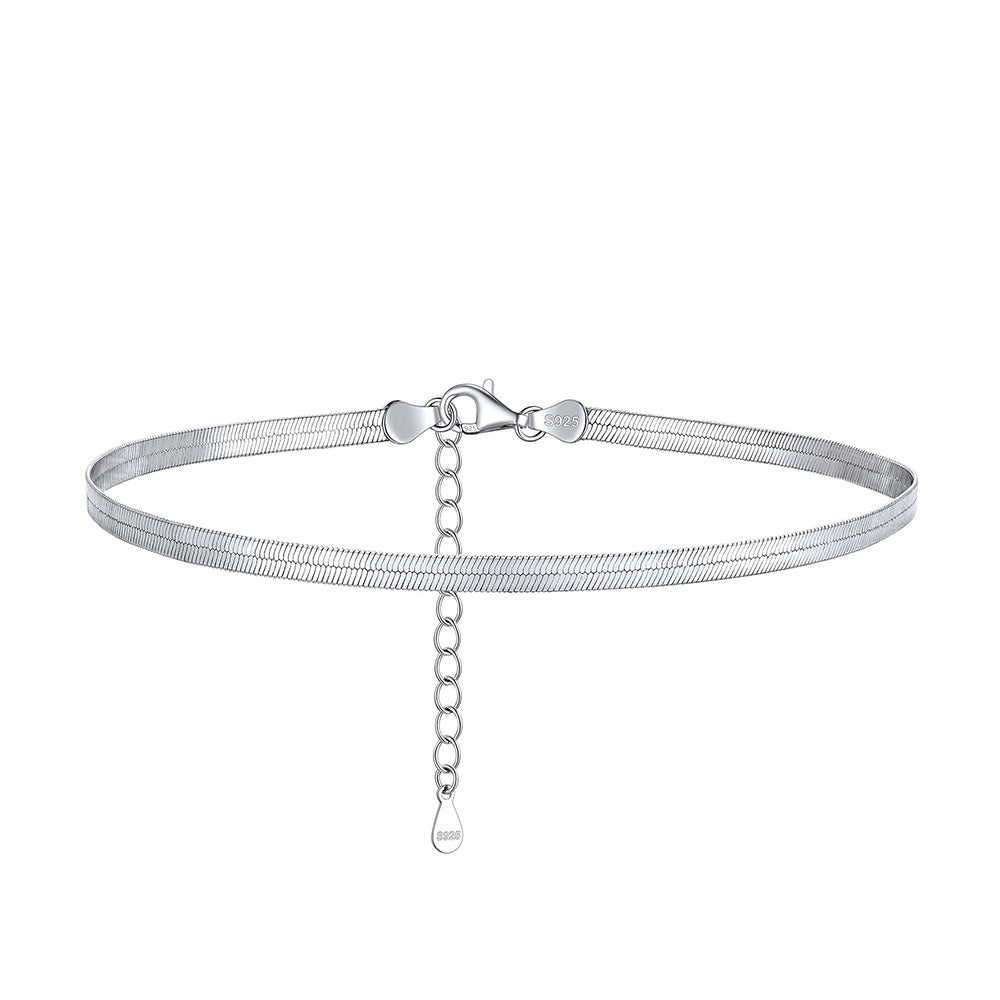 Sterling Silver Flat Snake Chain Anklet Bracelet for