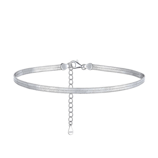 Sterling Silver Flat Snake Chain Anklet Bracelet for