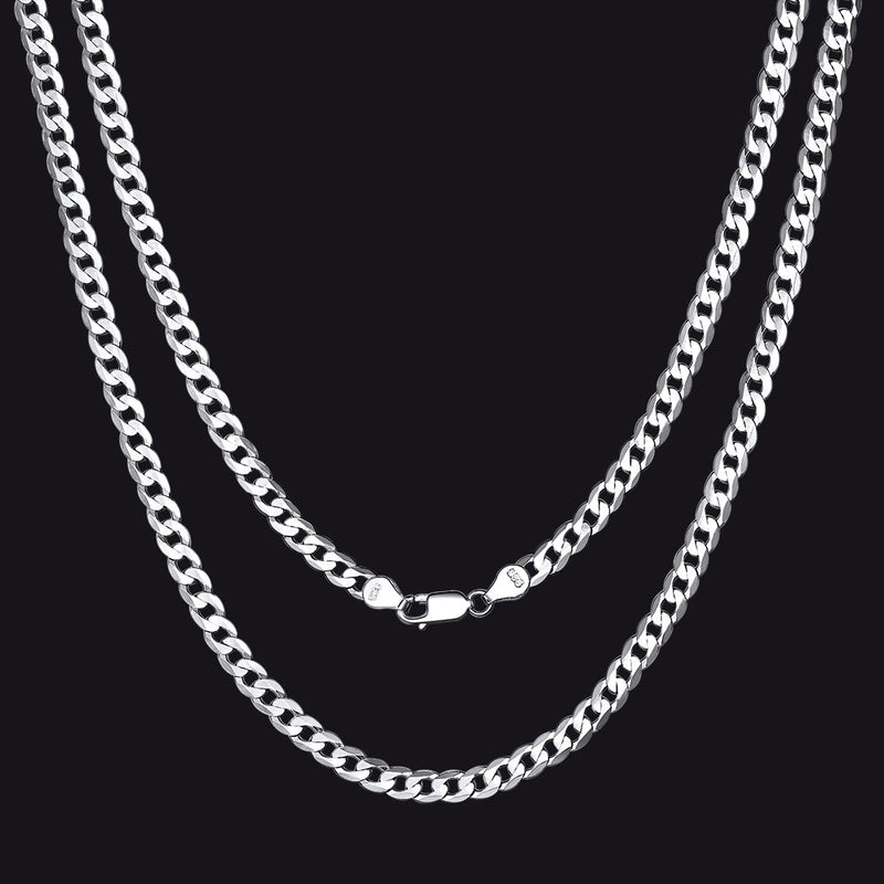 Sterling Silver Thick Curb Chain Link Necklace for