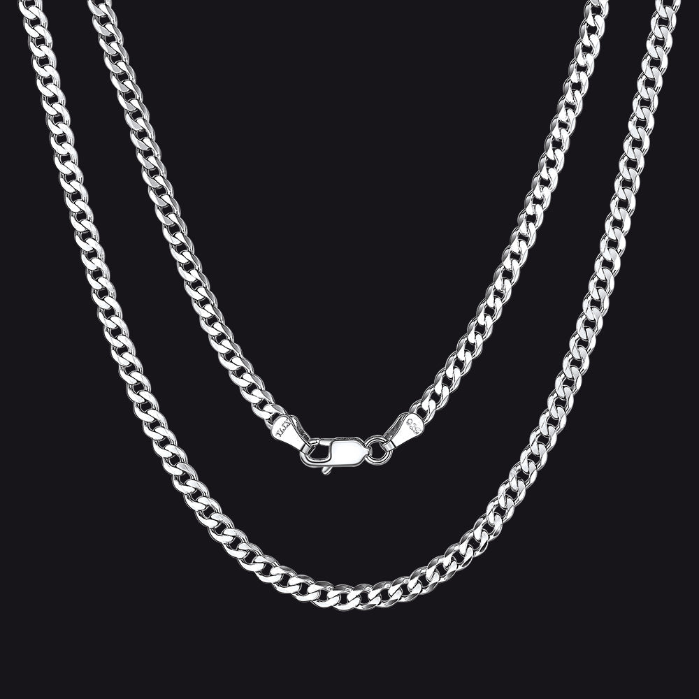 Sterling Silver Thick Curb Chain Link Necklace for