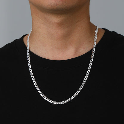 Sterling Silver Thick Curb Chain Link Necklace for