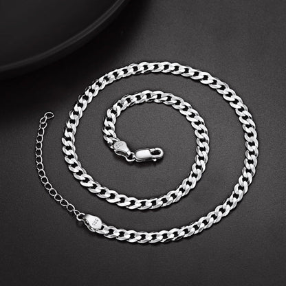 Sterling Silver Thick Curb Chain Link Necklace for