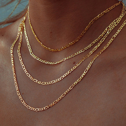 Figaro Link Chain Necklace in Sterling Silver
