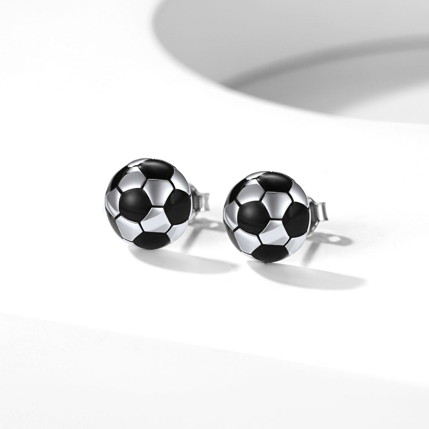 S925 Silver Sport 3d Soccer Ball Stud Earrings for Sport Fans
