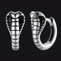 Sterling Silver Cobra Snake Huggie Hoop Earrings for