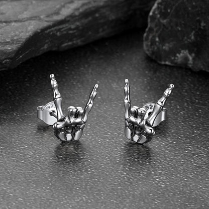 Skeleton Hand Stud Earrings for – 925 Sterling Silver Gothic Earrings