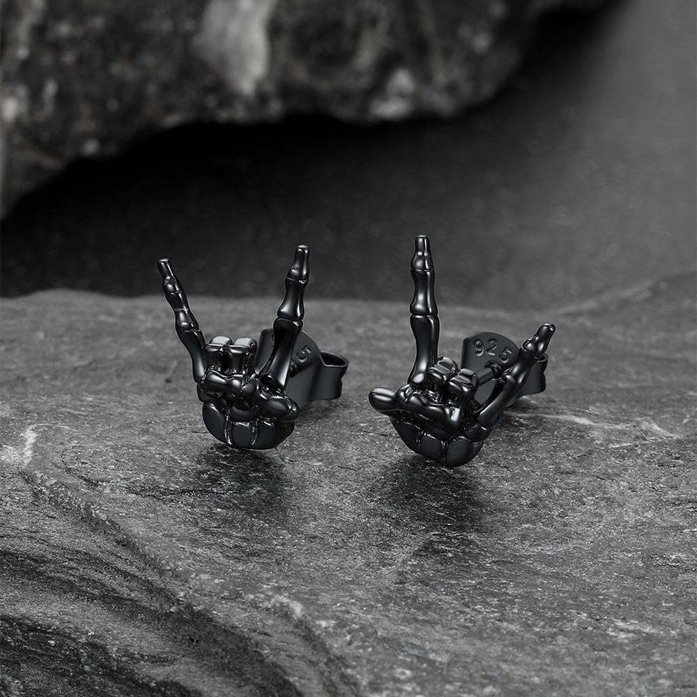 Skeleton Hand Stud Earrings for – 925 Sterling Silver Gothic Earrings