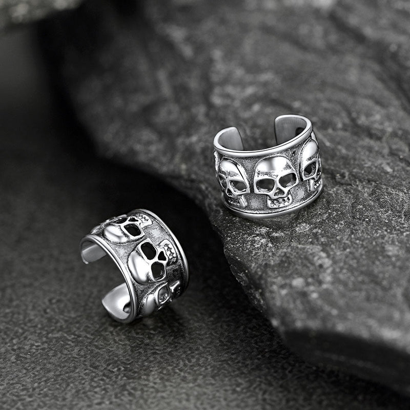 Sterling Silver Skull Ear Cuff Earrings Non-piercing for