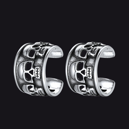 Sterling Silver Skull Ear Cuff Earrings Non-piercing for