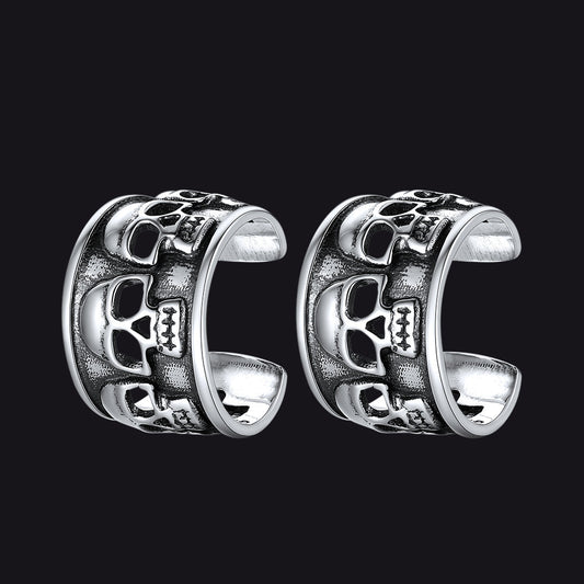 Sterling Silver Skull Ear Cuff Earrings Non-piercing for