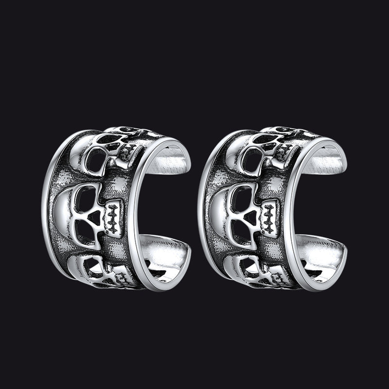 Sterling Silver Skull Ear Cuff Earrings Non-piercing for