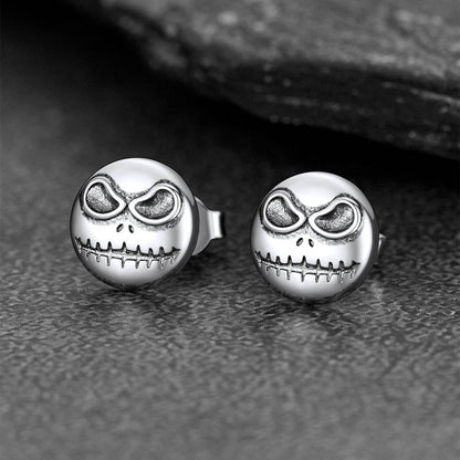 Silver Jack Skellington Stud Earrings for Halloween Gift