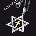 Sterling Silver Cross Star of David Necklace for