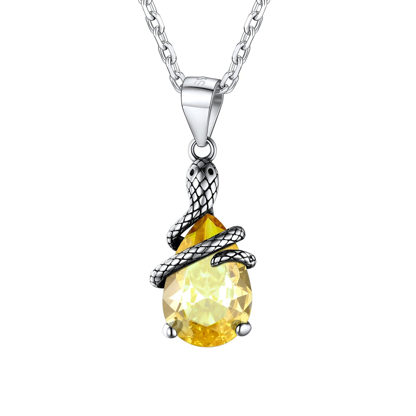 Crystal Snake Wrap Clear Quartz Birthstone Necklace