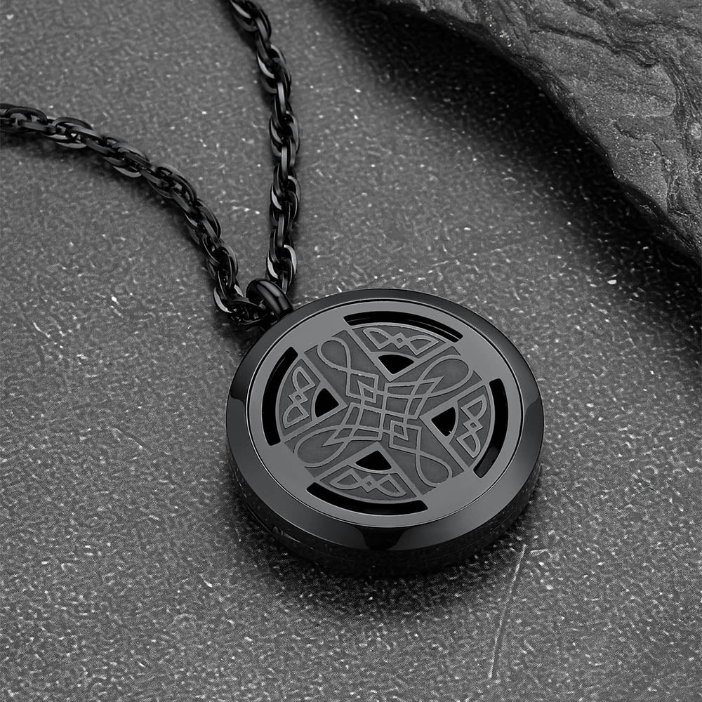 Custom Picture Celtic Knot Cross Locket Aromatherapy Essential Oil Necklaces for