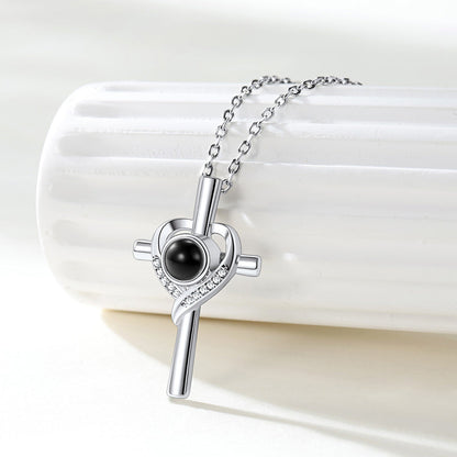 Personalized Projection Photo Cross Necklace for Mom
