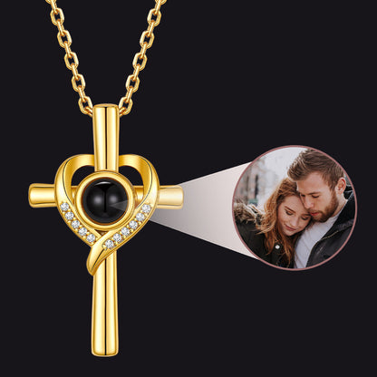 Personalized Projection Photo Cross Necklace for Mom