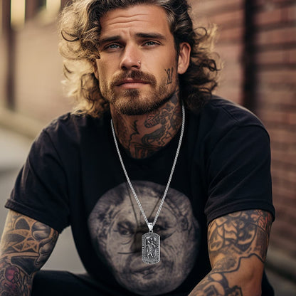 Engraved Saint Christopher Dog Tag Necklace for