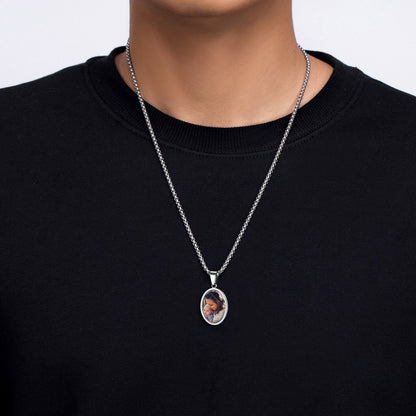 Personalized Saint Christopher Picture Necklace for