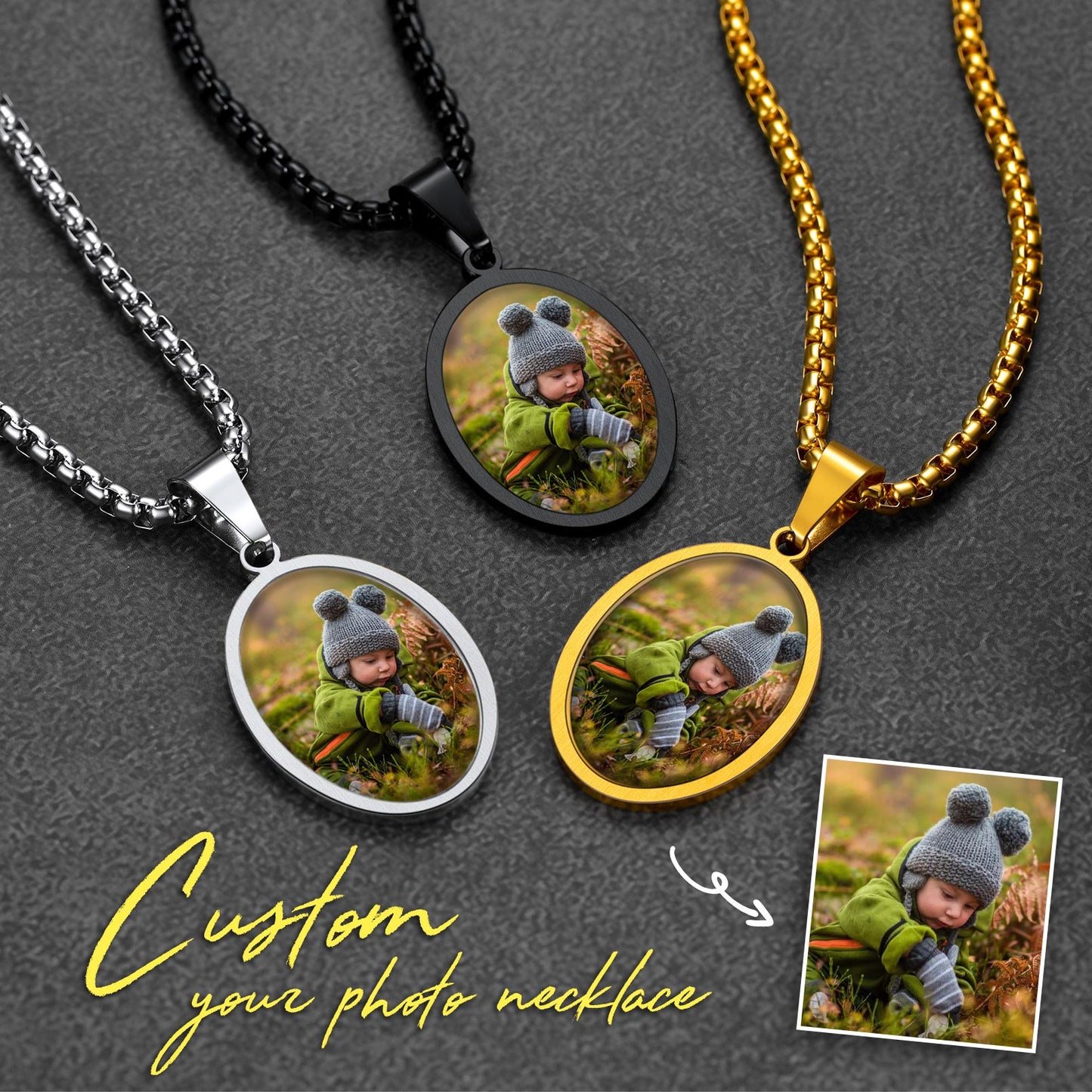 Personalized Saint Christopher Picture Necklace for