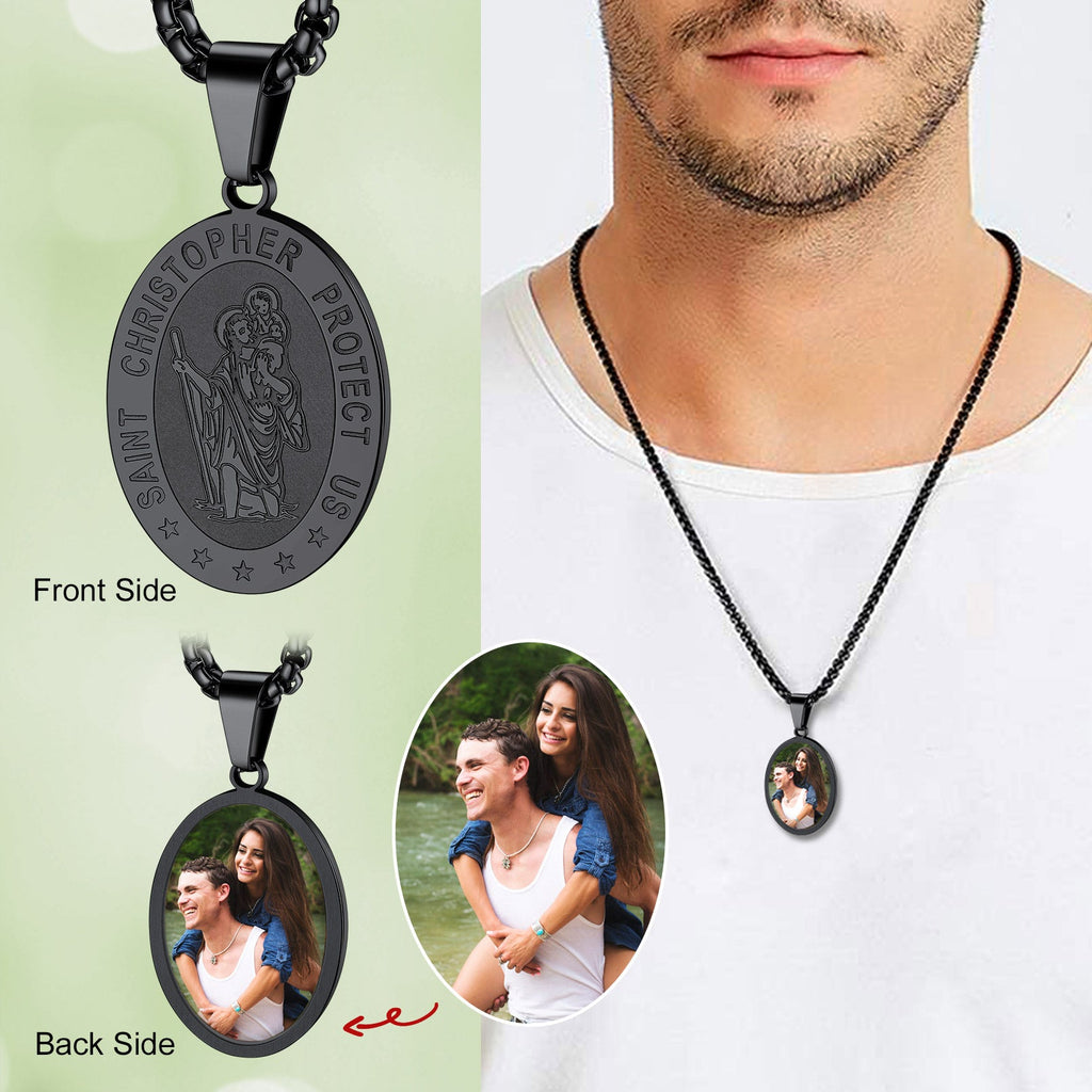 Personalized Saint Christopher Picture Necklace for