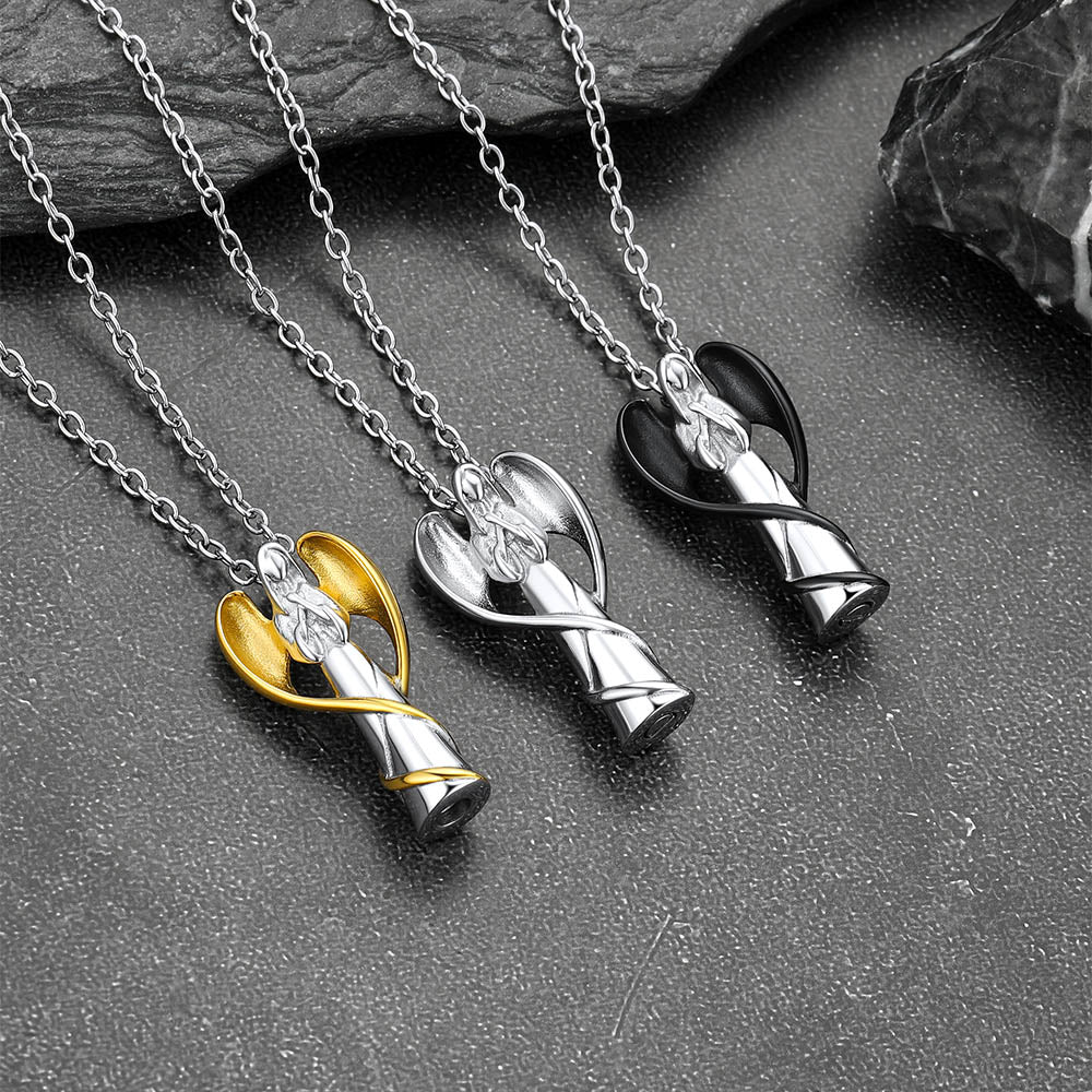 Virgin Mary Angel Wings Urn Cremation Pendant Necklace for Ashes