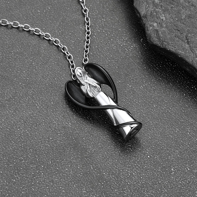 Virgin Mary Angel Wings Urn Cremation Pendant Necklace for Ashes