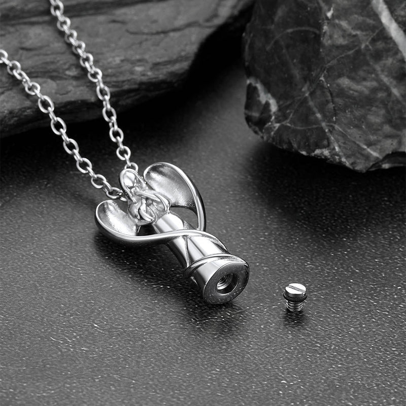 Virgin Mary Angel Wings Urn Cremation Pendant Necklace for Ashes