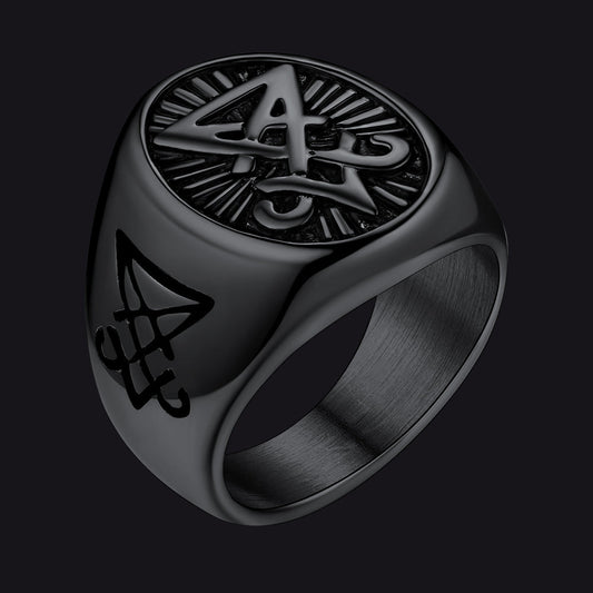 Satan Leviathan Cross Lucifer Signet Ring for
