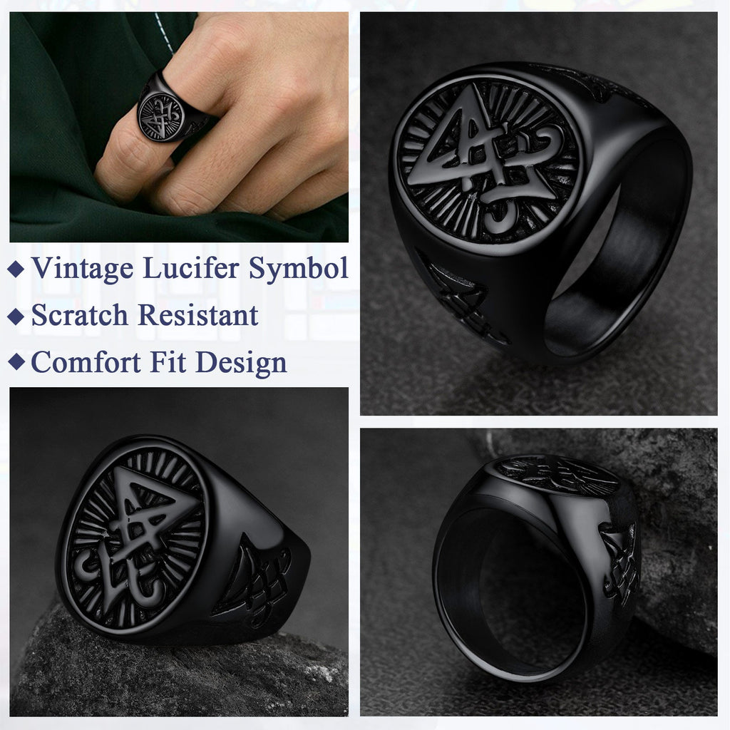 Satan Leviathan Cross Lucifer Signet Ring for