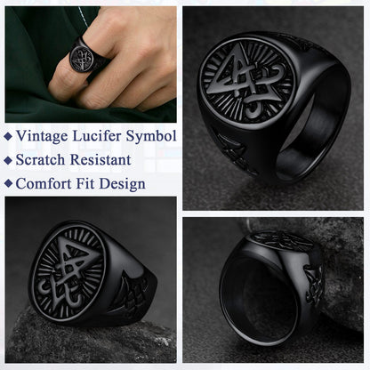Satan Leviathan Cross Lucifer Signet Ring for