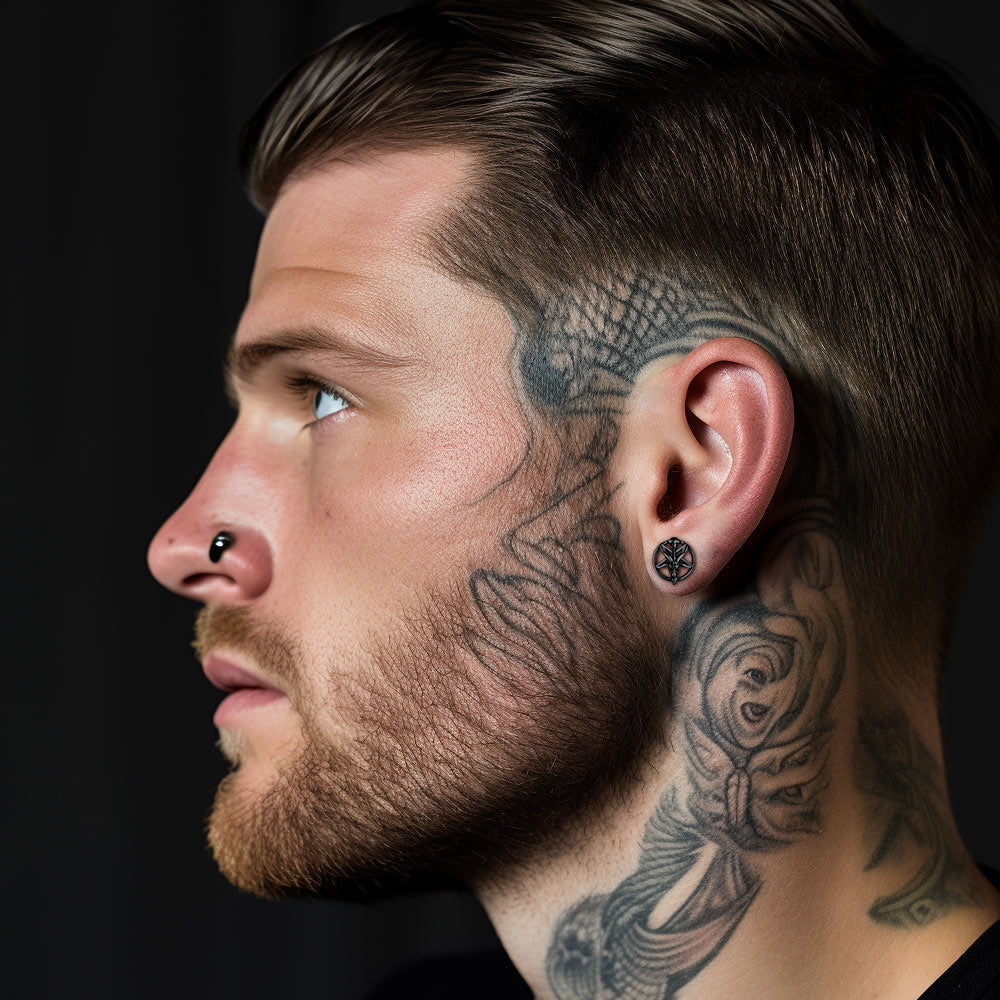 Satanic Baphomet Goat Stud Earrings for