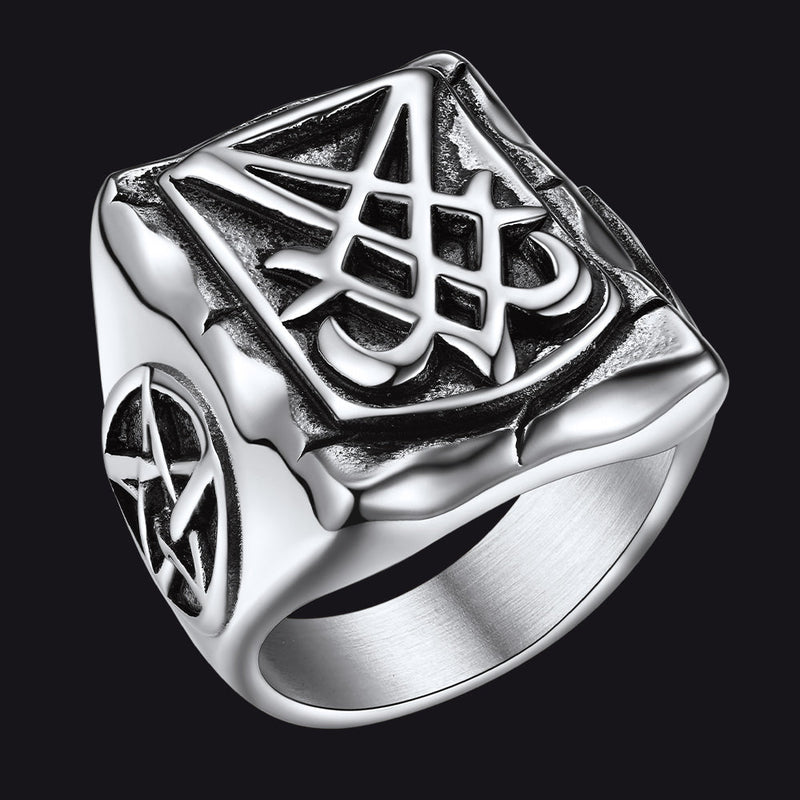 Satanic Lucifer Stainless Steel Signet Ring for