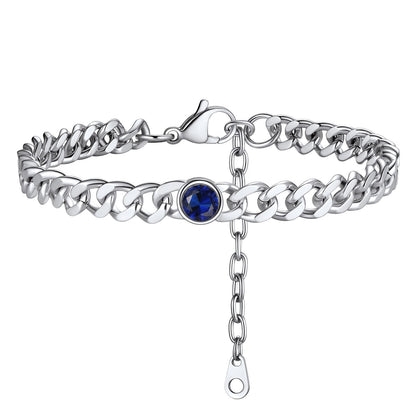 Personalized Birthstone Cuban Link Anklet for