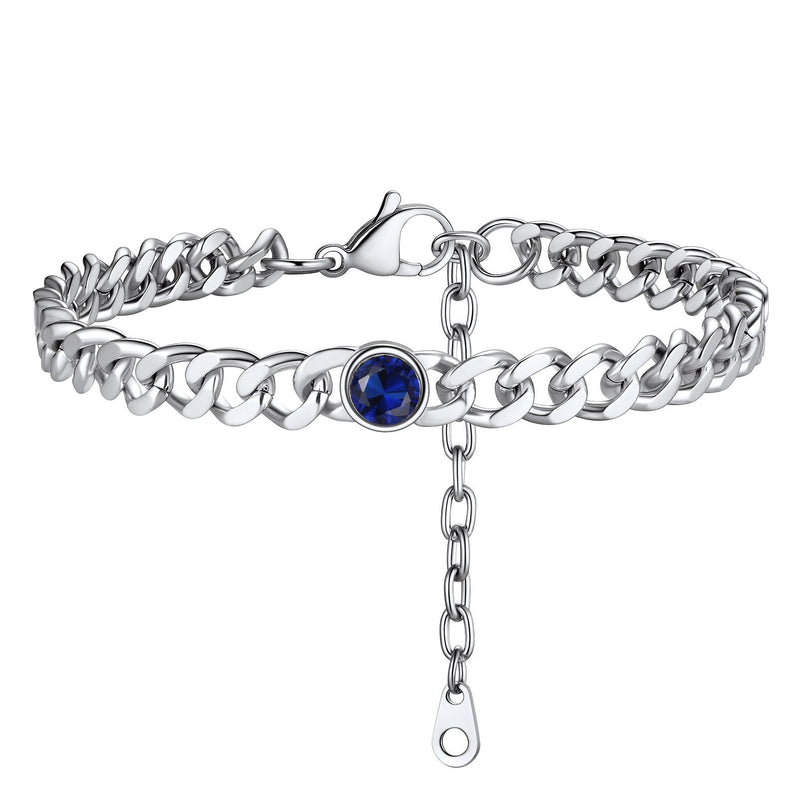 Personalized Birthstone Cuban Link Anklet for