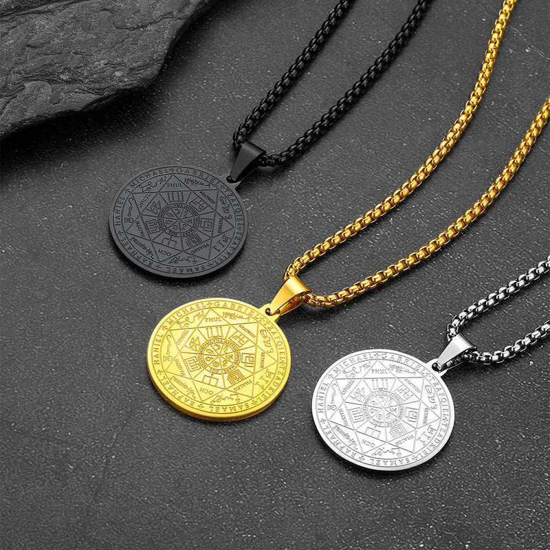 Seven Archangels Talisman Pentagram Pendant Necklace for